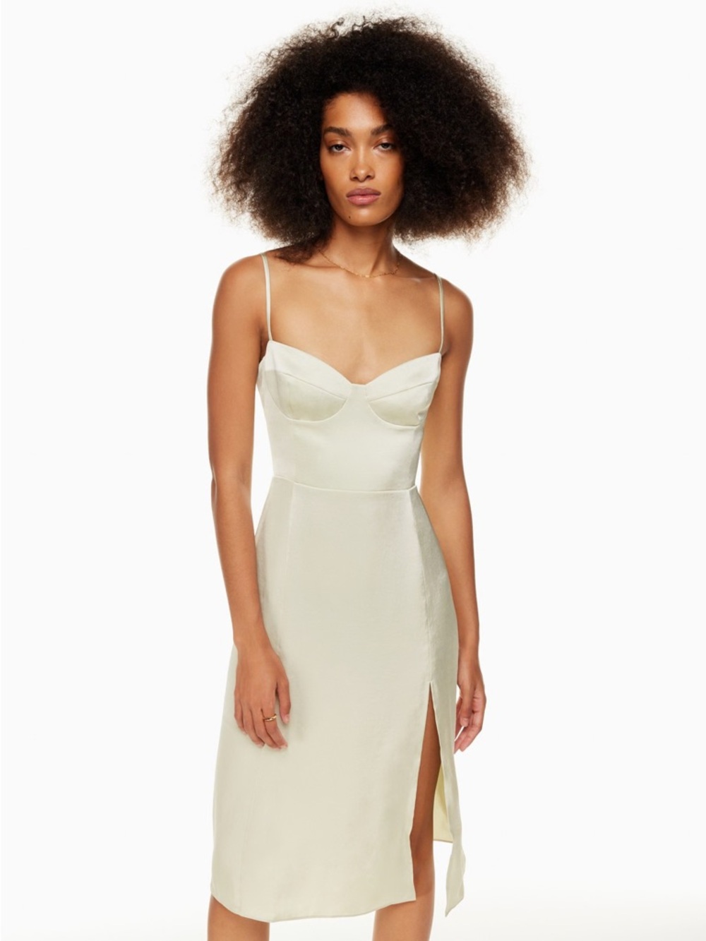 Aritzia’s Wilfred Mint Satin Slip Dress with Sweetheart Bust